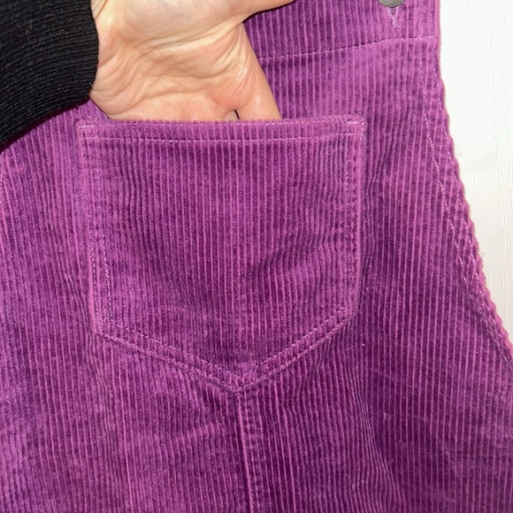 PURPLE CORDUROY PINAFORE OVERALL STYLE DRESS - Picture 3 of 7